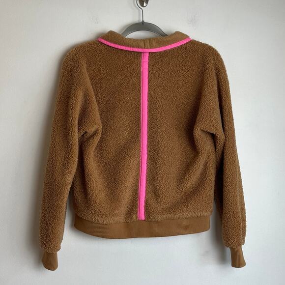 Marine Layer Sierra Sherpa Jacket Snap Front Size XS Camel Pink Bomber Teddy - Picture 2 of 6